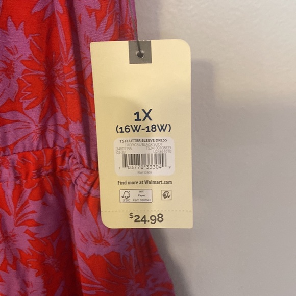 Terra & Sky Plus Red & Purple Floral Dress SZ 1X - Picture 3 of 5